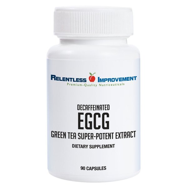 Relentless Improvement EGCG Green Tea Extract 90 Capsules 670mg Extract Per Capsule Standardized to 98%+Polyphenols 60% EgCG Very Low Caffeine Blood Health Support