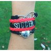 Infinity Collection Soccer Gifts, Soccer Bracelet, Soccer Jewelry, Adjustable Soccer Charm Bracelet- Perfect Soccer Gifts (Red/Black)
