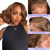 13x4 Bob Wig Human Hair Short Chocolate Brown HD Lace Front Wigs Human Hair with Baby Hair 180 Density Body Wave Frontal Human Hair Wigs Pre Plucked Hairline 4# Brown Wig 10 Inch