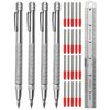 Tungsten Carbide Scriber, Knurled Aluminum Handle, 4-Pack with Bonus Marking Tips and Steel Ruler, Ideal for Detailed Crafting and Carving
