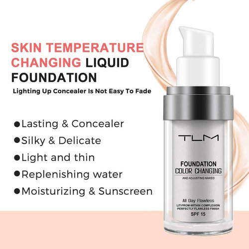 ReviGLam TLM Colour Changing Liquid Foundation Hides Wrinkles & Lines, BB Cream Makeup Base Concealer Cover Moisturizing Fluid for all Skin Tone SPF15, Pack of 2