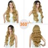 Kalyss 4x4" Lace Front Wigs with Baby Hairs Lightweight Natural Looking 130% Density Curly Body Wavy Ombre Blonde Frontal Lace Hair Wigs for Women Human Hair Blended with Baby Hairs 28" Free Parting