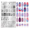 JERCLITY 6pcs Independence Day Nail Stamping Plates Patriotic Nail Stamping Kit 4th of July American Flag Stars Statue of Liberty Image Plates Nail Art Design Template Print Nail Stamper Kit for Women