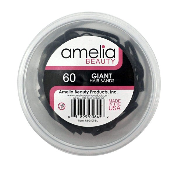 60 Count Giant Rubber Band Ponytail Holders (Black)