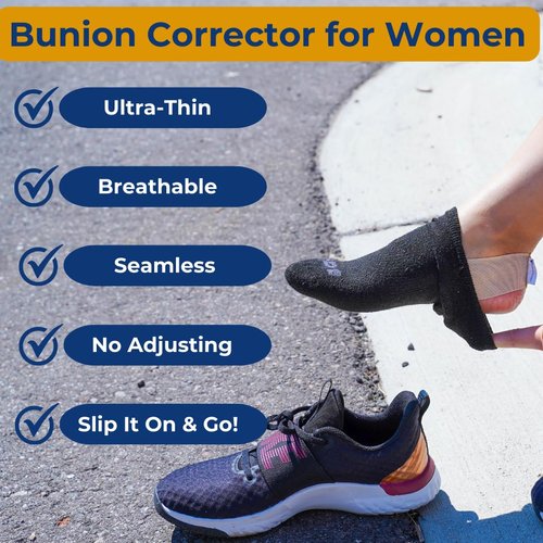 Bunion Bootie - Bunion Corrector for Women - Effective, Ultra-Thin Big Toe Straightener for Day & Night Comfort, Wearable with Shoes, Comfortable Bunion Socks for Correction - Med-Left