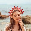 Catery Flame Headband Halloween Flame Fire Headbands Flame Crown Headdress Goddess Halo Crown Headpiece Party Costume Festival Hair Accessories for Women and Girls