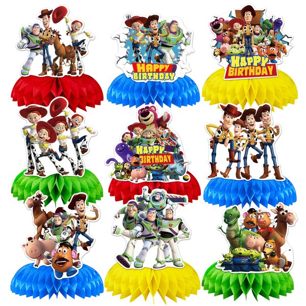 9Pcs Honeycomb Party Centerpiece Table Decorations Birthday Party Supplies Decor,Birthday Cake Decor for Themed Birthday Party.
