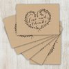 Kraft Love and Thanks Thank You Note Card Pack - Set of 36 cards blank inside - with Kraft envelopes