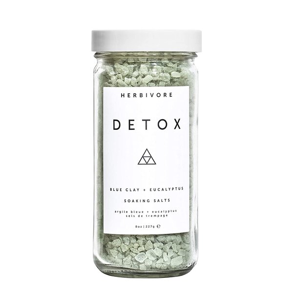 HERBIVORE Detox Soaking Bath Salts – Aromatherapeutic Blend of Pacific Sea Salts, Detoxifying + Relaxing, Eucalyptus & Lavendar, Plant-Based, Vegan, Cruelty-Free, 8 oz