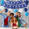 Birthday Decorations for men- Happy Birthday decorations | Banner | Sign,Blue Birthday Party Decorations for boys,include riangle flags ，Foil Curtain Backdrop， Hanging Swirls，Honeycomb Balls(blue5)