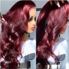 MISSJAY Burgundy Lace Front Wigs Human Hair 22 Inch Body Wave Lace Front Wigs Human Hair13x4 Hd Lace Front Wigs Human Hair Wine Red 180 Density Glueless HD Lace Frontal Wigs Human Hair