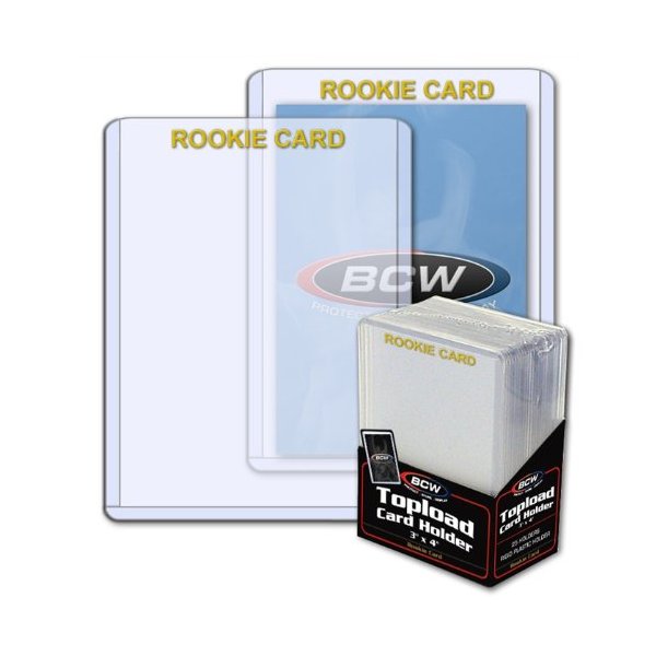 BCW 3X4 Top Loaders for Cards | Rookie Imprinted Gold Toploaders | Rigid PVC | Protects Baseball, Football, Hockey, MTG, Pokemon Cards | Standard Size Top Loaders