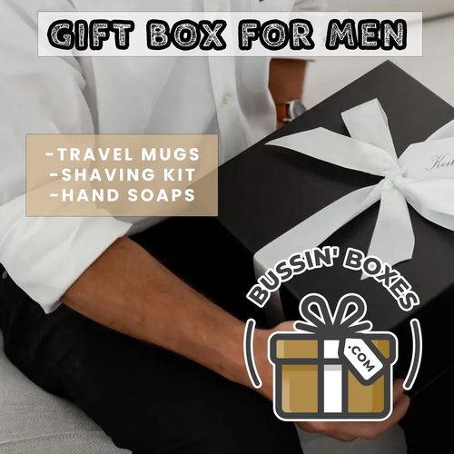 Gift Box for Men with Premium Shaving Kit, Stainless Steel Travel Mugs & Handmade Soap – Grooming & Self-Care Gift Set for Him