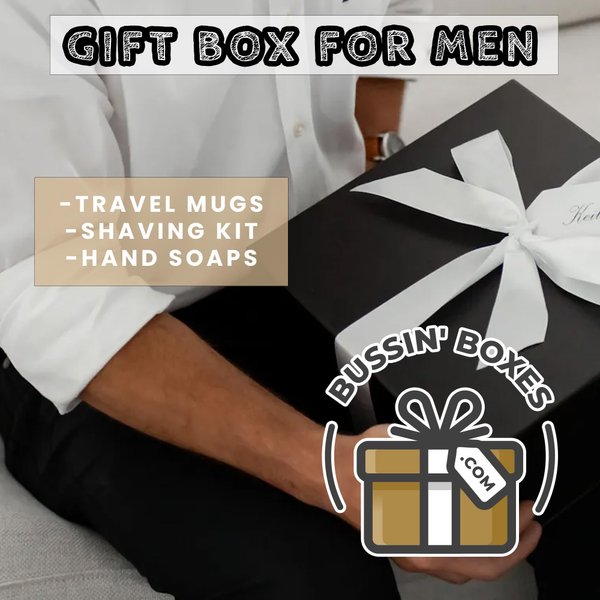 Gift Box for Men with Premium Shaving Kit, Stainless Steel Travel Mugs & Handmade Soap – Grooming & Self-Care Gift Set for Him