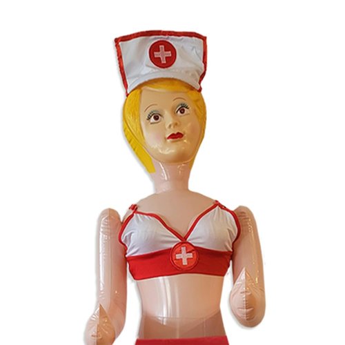 Merrimix 59" Ginger Inflatable Blow Up Doll with Nurse Costume, Gag Gifts for Men, Bachelor Party Favors and Decorations + Bachelorette Party Accessories, Blow Up Dolls, Funny Bachelorette Party Gifts