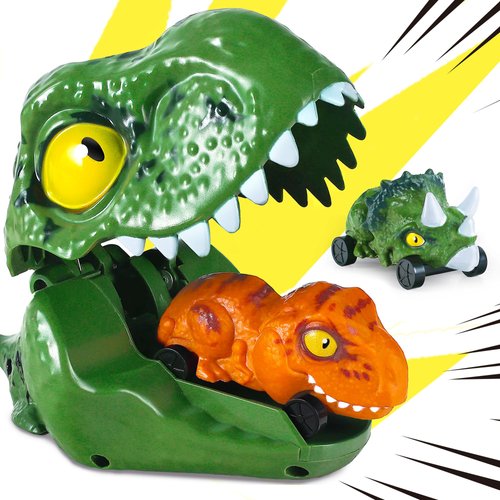 iPlay, iLearn Kids Dinosaur Cars Launcher Toys Set, Boys Dino Ejecting Vehicle Playset, Toddlers Mini Push Go Catapult, Press to Launch, Cool Birthday Gifts Party Favors for 3 4 5 6 Years Old Children