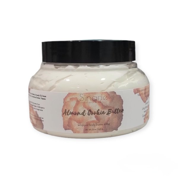 Sinarie Almond + Cookie Butter Whipped Body Icing Butter (4 oz.) | Body Butter | Skin Care | Moisturizer | Lotion | Natural Skincare | Coconut Free Soaps & Skin Care