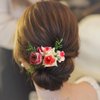 Fangsen Wedding Boho Pink Rose Flowers Floral Comb With Hair Clip Hair Accessories Floral Hair Headpiece