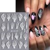 Halloween Nail Art Stickers Decals 5D Embossed Skeleton Nail Decals 2PCS Fantasy Bone Skeleton Design Halloween Nail Stickers Nail Art Supplies for Women Girl Halloween Manicure Nail Art Decorations
