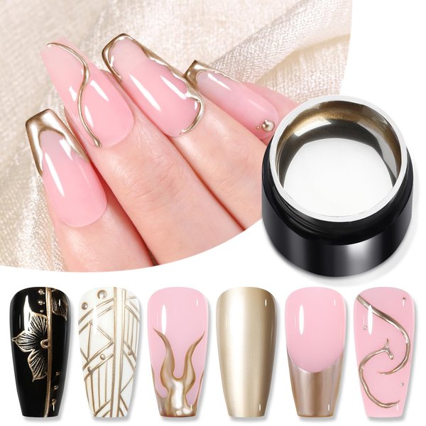 Born Pretty Metallic Painting Gel Golden Painted Gel Nail Polish 3D Metal Painting Gel Drawing Mirror Nail Gel Polish Glossy Soak Off DIY Nail Art Manicure Vanish