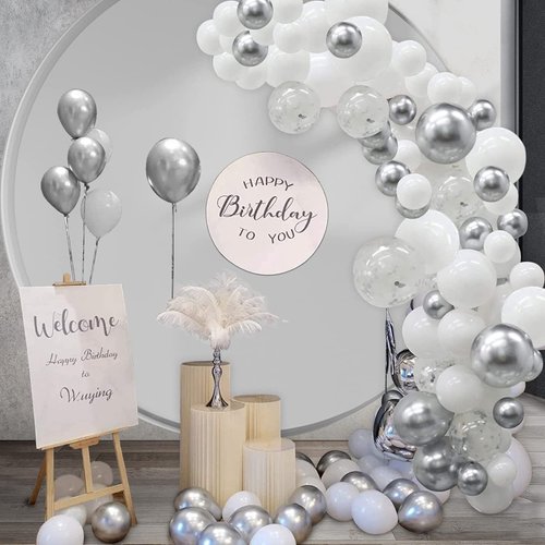 KAINSY Matte White Balloons Garland Kit Cloud White Cream Balloon Birthday Decorations 92 Pcs Party White Sand Balloons 5/10/12/18 Inch for Balloon Arch Bridal Baby Shower Wedding