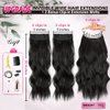 UAmy hair Black Long Wavy Curly Hair Invisible Wire Hair Extensions with Adjustable Size and 2 Clips in Hair Extensions 20 Inch Synthetic Hairpieces for Women(Black)