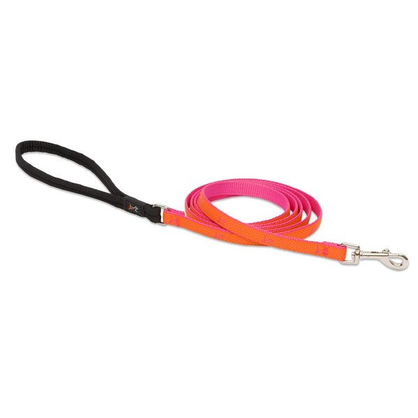 LupinePet Club 1/2" Sunset Orange 6-Foot Padded Handle Leash for Small Pets