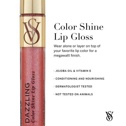 Victoria's Secret Color Shine Lip Gloss in Dazzling, Nourishing Lip Gloss for Women with Jojoba Oil & Vitamin E, Color Gloss