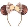 Squirrel Ears Head Band Hazel Mouse Ears Headband for Women Velvet Hair Bow Headwear for Girls&Boys - Sparkle Sequins Mouse Hair Bands with Big Ears Essencial Accessories for Trip (squirrel bow)