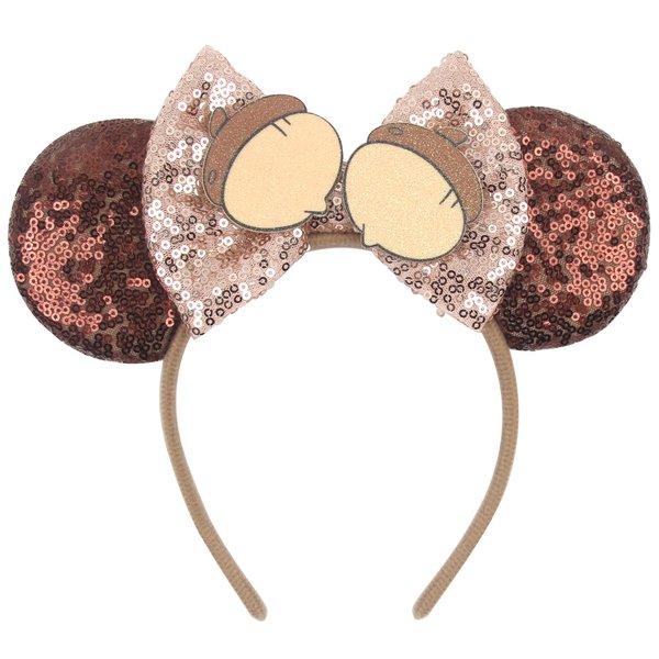 Squirrel Ears Head Band Hazel Mouse Ears Headband for Women Velvet Hair Bow Headwear for Girls&Boys - Sparkle Sequins Mouse Hair Bands with Big Ears Essencial Accessories for Trip (squirrel bow)