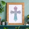 FINGERINSPIRE Cross Stencil A4 Size Rectangle Crucifix Painting Stencil Template Reusable Christmas Stencil for Crafts and Decorations（Plastic