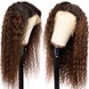Lovenea Deep Curly 13x4 Lace Front Human Hair Wig 18 Inch FB30 Highlight Lace Front Wigs Pre Plucked Human Hair Wigs with Baby Hair 180% Density Natural Hairline (18 Inch)