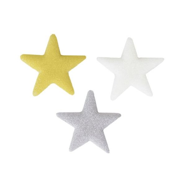 Item#38008 - Shimmer Stars Molded Sugar Cake/Cupcake Decorations - 12 ct