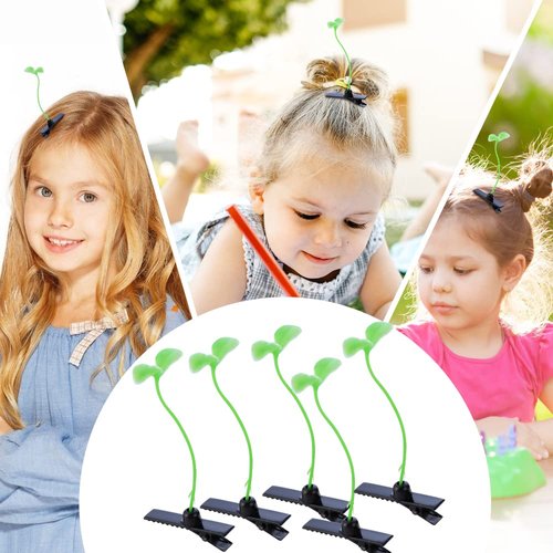 NAIHOD 20 Pcs Bean Sprout Hair Clips Green Plant Hair Clips Pea Hairpin Little Grass Barrette Cute Grass Ornaments Hairpiece Hair Accessories for Kids Girls Women School Home Party Supplies