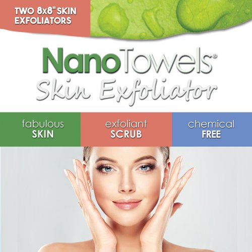 Nano Towels Skin Exfoliating Cleanser | Personal Microdermabrasion Face Wash, Pore Toner & Body Scrub Cloth | Chemical Free Dead Skin and Blackhead Remover. Korean Skin Care Secret | 2 Exfoliators