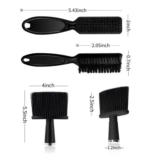 2 Pieces Barber Brush Set, with Barber Blade Cleaning Brush Neck Duster Brush, Clipper Cleaning Brush Styling Brush Tool for Barbershop and Home Use - Black