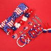 ARATLENCH American Flag 4th of July Knotted Headband Bow Head Band Headpieces USA Star Tassel Earrings Red White Blue Flower Choker Bracelets Fourth of July Patriotic Broches Jewelry Accessories Gift