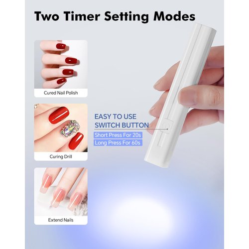 MIRAGE LAYON Handheld UV Light for Nails Mini Nail Light for Gel Nails LED Nail Lamp Portable Mini Nail Dryer for Curing Gel Polish Nail Glue USB Nail Art for DIY at Home Nail Salon