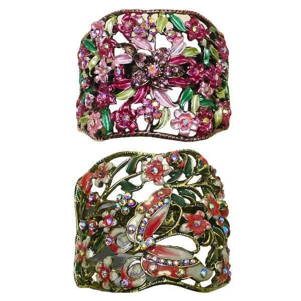 Set of 2 Crystal Butterfly Hair Holder Barrettes Ponytail Hair Barrettes for Women Girls YY86900-4-2siennaRose