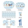 141Pcs Airplane Themed Birthday Party Supplies Include Disposable Paper Plates-Paper Cups-Paper Napkins-Forks-Knives-Tablecloth for Airplane Party Decorations Serves 20 Guests