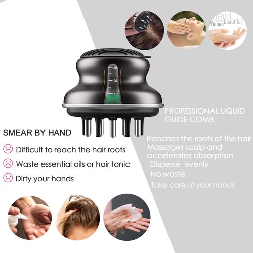 Oradrem Scalp Applicator Comb for Hair Scalp Treatment,Rolling Ball Applicator Brush Hair Loss Apply to Various Brands Hair Groth Serum Oil (Gray)