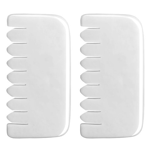 gemshan Jade Gua Sha Comb, 2pcs White Jade Massage Comb Tool for Head Caring, Relax