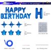 Blue Happy Birthday Balloons Banner, 3D Mylar Foil Letter Birthday Balloons with 6pcs Star Balloons, Birthday Party Decorations for Kids Boys Men Adults Birthday Party Supplies