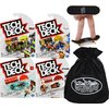 Tech Deck 96mm Individual Fingerboards Bundle with Matty's Toy Stop Storage Bag - Pack of 4 (Assorted Styles)
