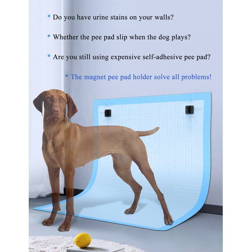 Pee Pad Holder for Dogs Potty Training Pad Magnetic Wall Holder for Leg-Lifting Dogs & Marking in The House Compatible with Any Size of Puppy Pee Pads (Black)