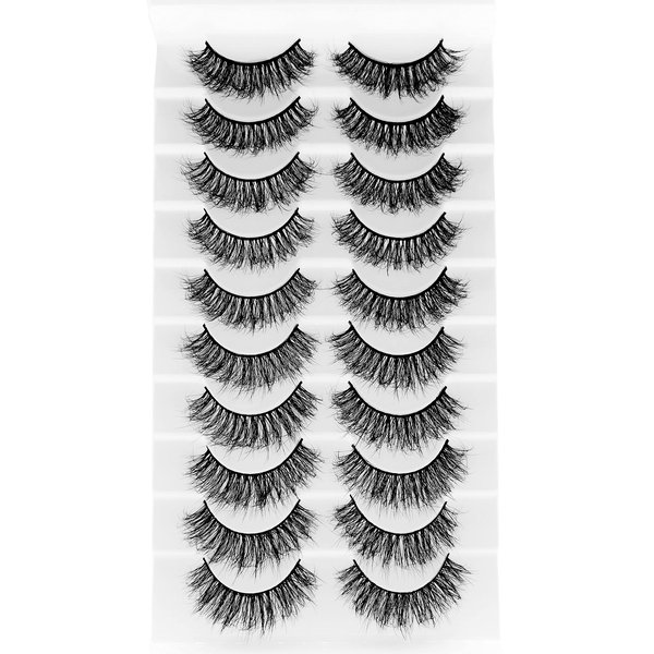 Arekey False Lashes Natural Fake Eyelashes Wispy Soft Lightweight Faux Mink Lashes 3D Effect 10 Pairs Pack