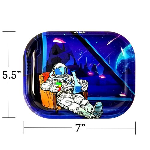 Metal Rolling Tray by SKYHIGH - Small - Astronaut - 7 X 5.5