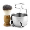 Anbbas Shaving Brush Set for Men 3in1 Vegan Style Synthetic Badger Hair Shaving Brushes, Stainless Steel Shaving Stand + Bowl Perfect for Wet Close Shave