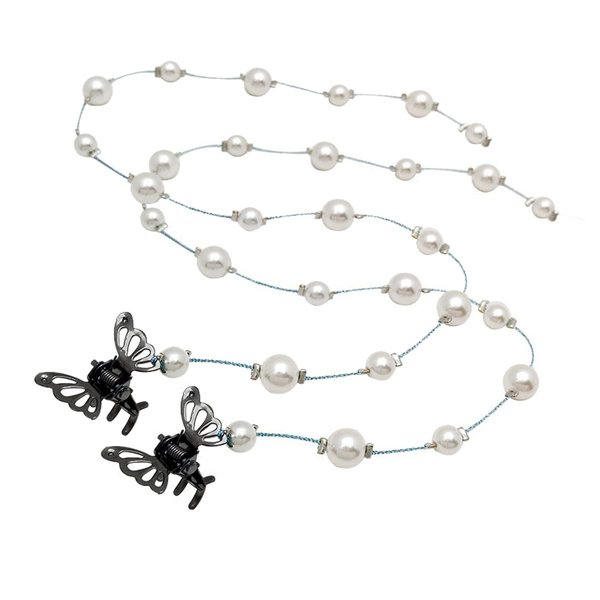 2 Pieces Pearls Tassel Extension Chain Ponytail Hair Band Hair Clips Hair Accessories Braided Head Chain for Party and Prom Punk Hair Accessories