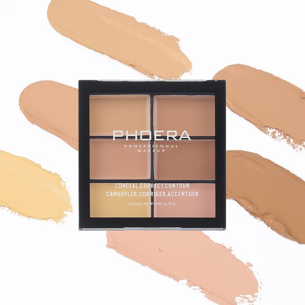 PHOERA Cream Concealer Palette - Concealer Palette - Medium to Full Coverage, Long Lasting, Non-Acnegenic, Hypoallergenic (02 Medium)